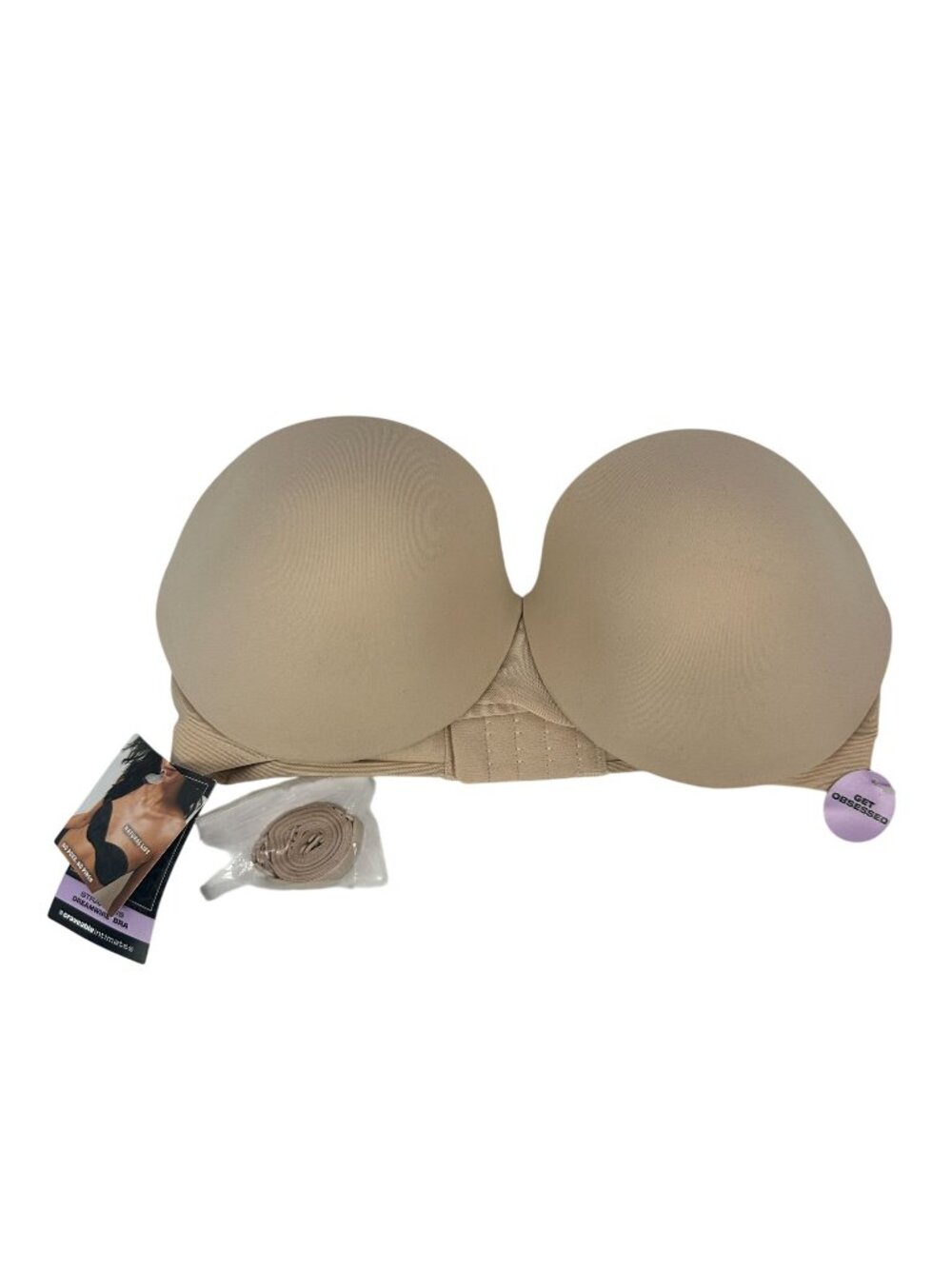 Maidenform 34D Strapless Dreamwire Bra Natural Lift No Poke Lightweight Beige